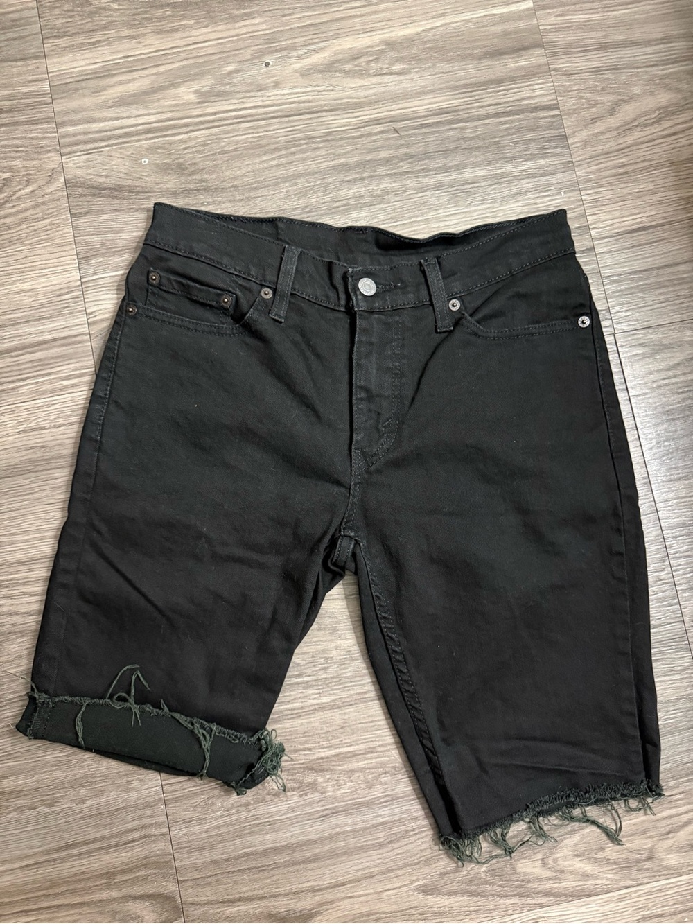 Levi's Black Cutoff Denim Shorts with Frayed Hem